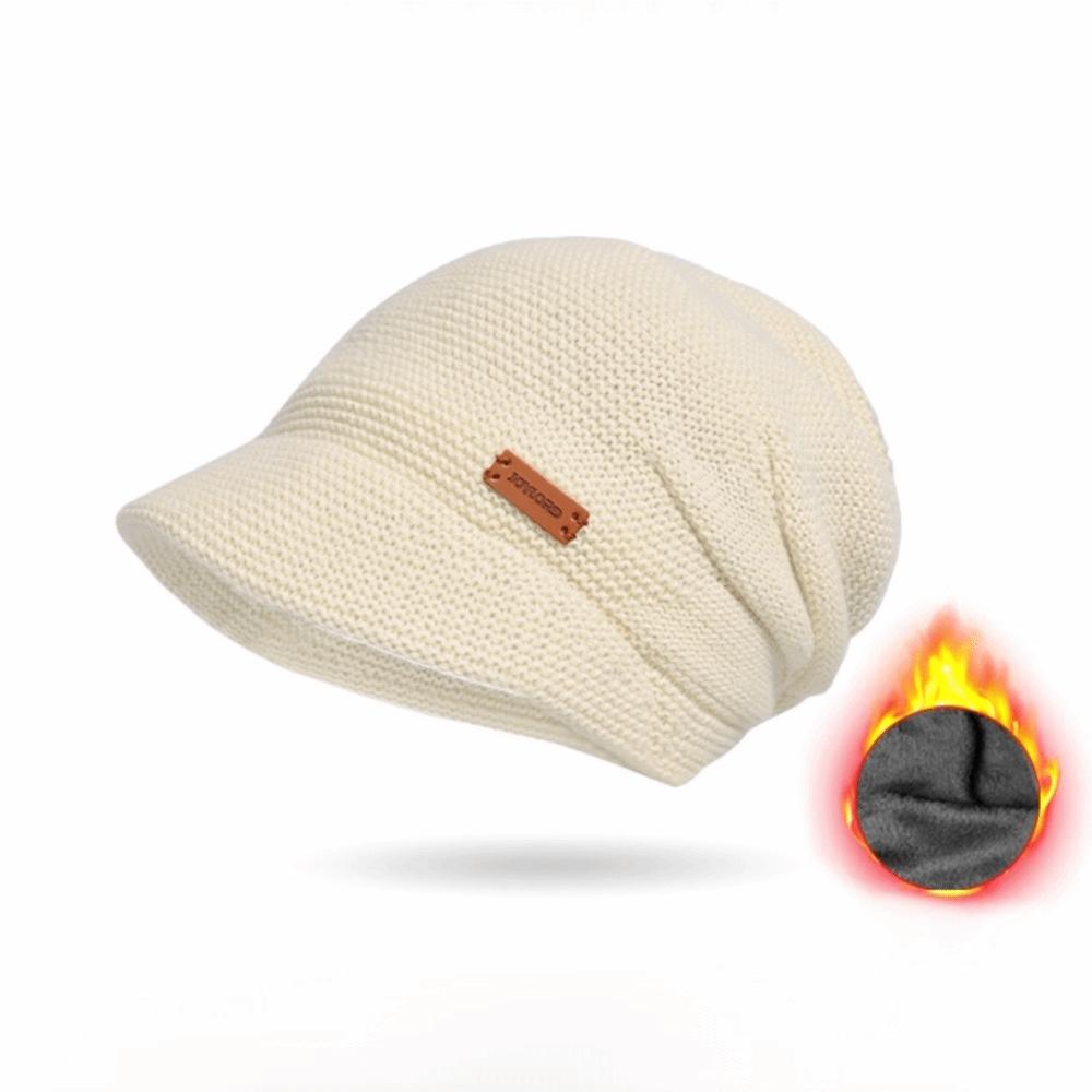 

Short Brim Beanies Fleece Lined Ear Protection Fashion Knitted Hat Autumn Winter бежевый