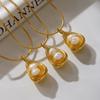 Stylish freshwater pearl versatile high-end necklace personalized simple titanium steel gold-plated