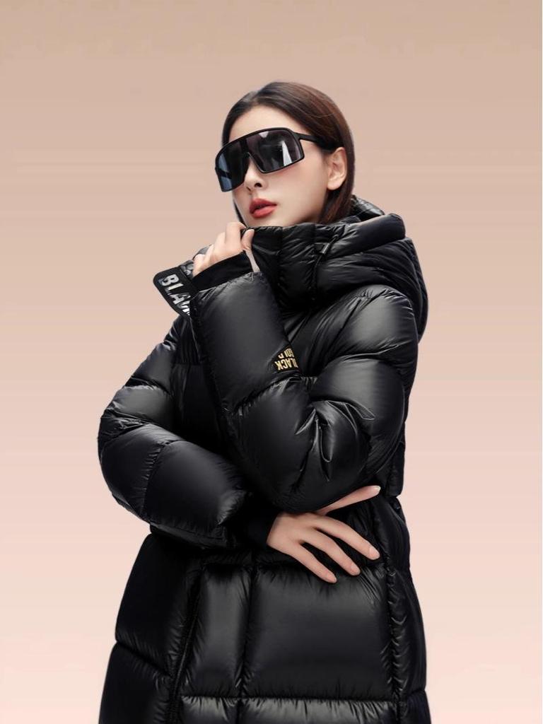 Black Gold Women's Long Goose Down Jacket 2025: Thick Winter Coat, Over-Knee, Unisex Couple Style.