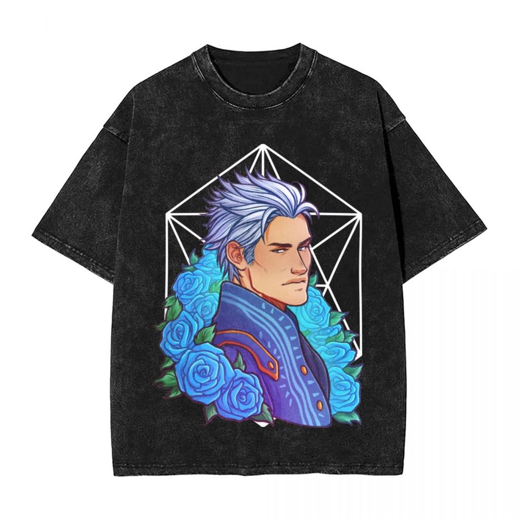 Devil May Cry T Shirt Washed Oversized Streetwear Hip Hop Vintage TShirts for Men Women Clothing Short Sleeve Cotton Tee Shirt