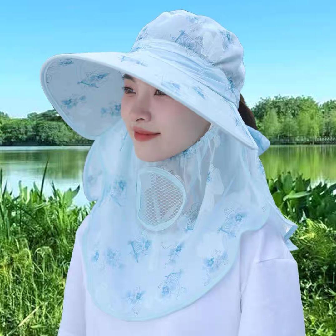 

Женская летняя легкая шляпа от солнца с защитой лица, широкими полями, шляпа для сбора чая, шляпа от солнца для езды на велосипеде с защитой от УФ one size fits all