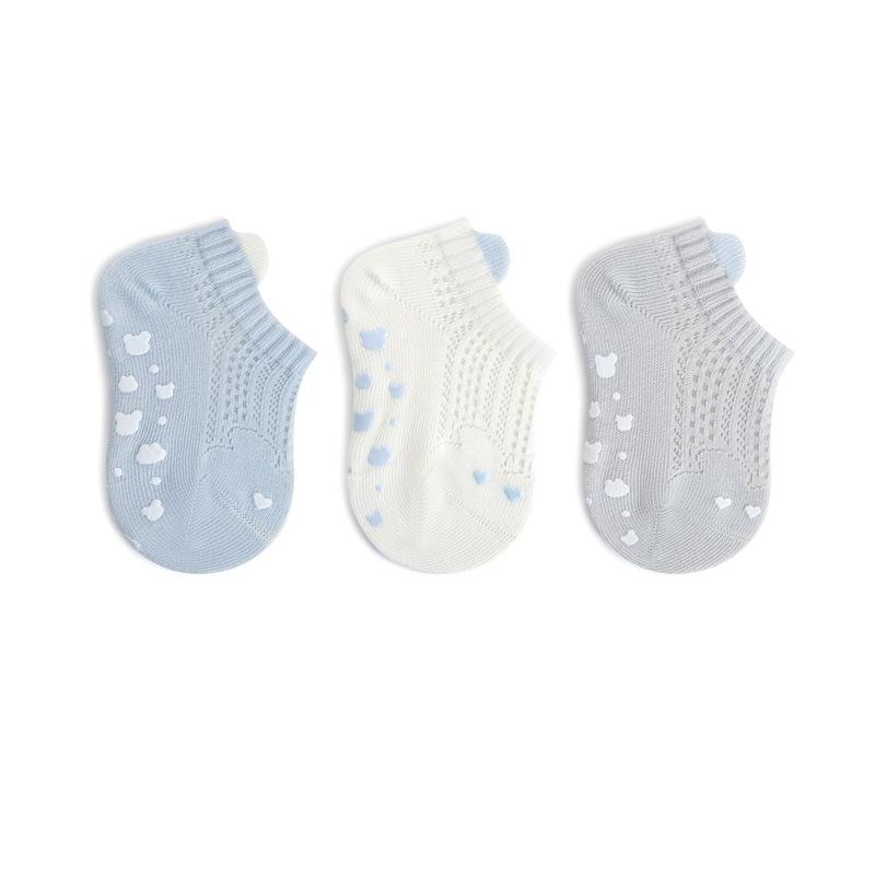 

3pairs/set Baby Floor Socks Summer Thin Kids Mesh Anti slip Walking Socks Children Soft Cotton Boneless Short Socks For 0-5Years L синій