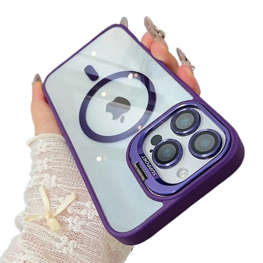 Magnetic Ring Stand Case For Magsafe For For Iphone 17 16 15 14 Plus 13 12 Pro Max Wireless Charge Case With Lens Protector