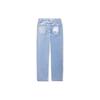 Li Ning X Steven Harrington Collaboration Letter Print Loose Mid Waist Straight Leg Jeans Men Jeans Light-Blue AJQT385-1