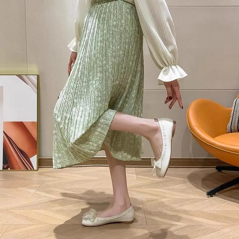 Fashion Mary Jane Women's Flat Shoes with Bow Square Toe Ladies Footwear Japanese Style Lolita Gothic Wholesale Popular On Sale Y2k Slip