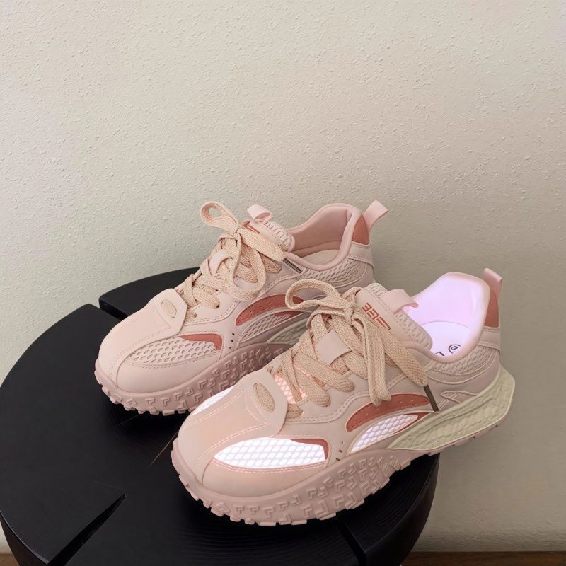 Summer mesh breathable sneakers women's 2025 new niche versatile height increase casual lightweight platform dad shoes