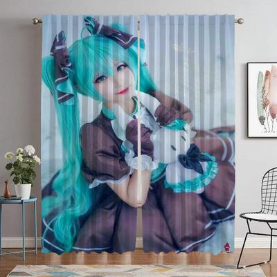 Bölme Hatsune M-Miku Perde Pencere Ev İç Mekan Perdeleri Kamera Perdeleri Çocuk Odası Tül Yatak Odası İçin Gölgelikler Yaşam