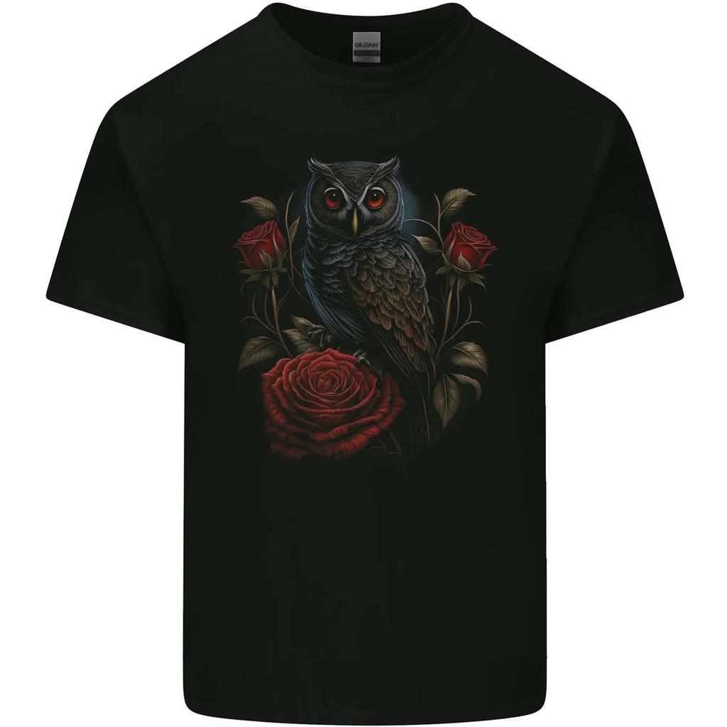 Eulen-T-Shirt mit Rosen, Vögeln und Blumen für Kinder