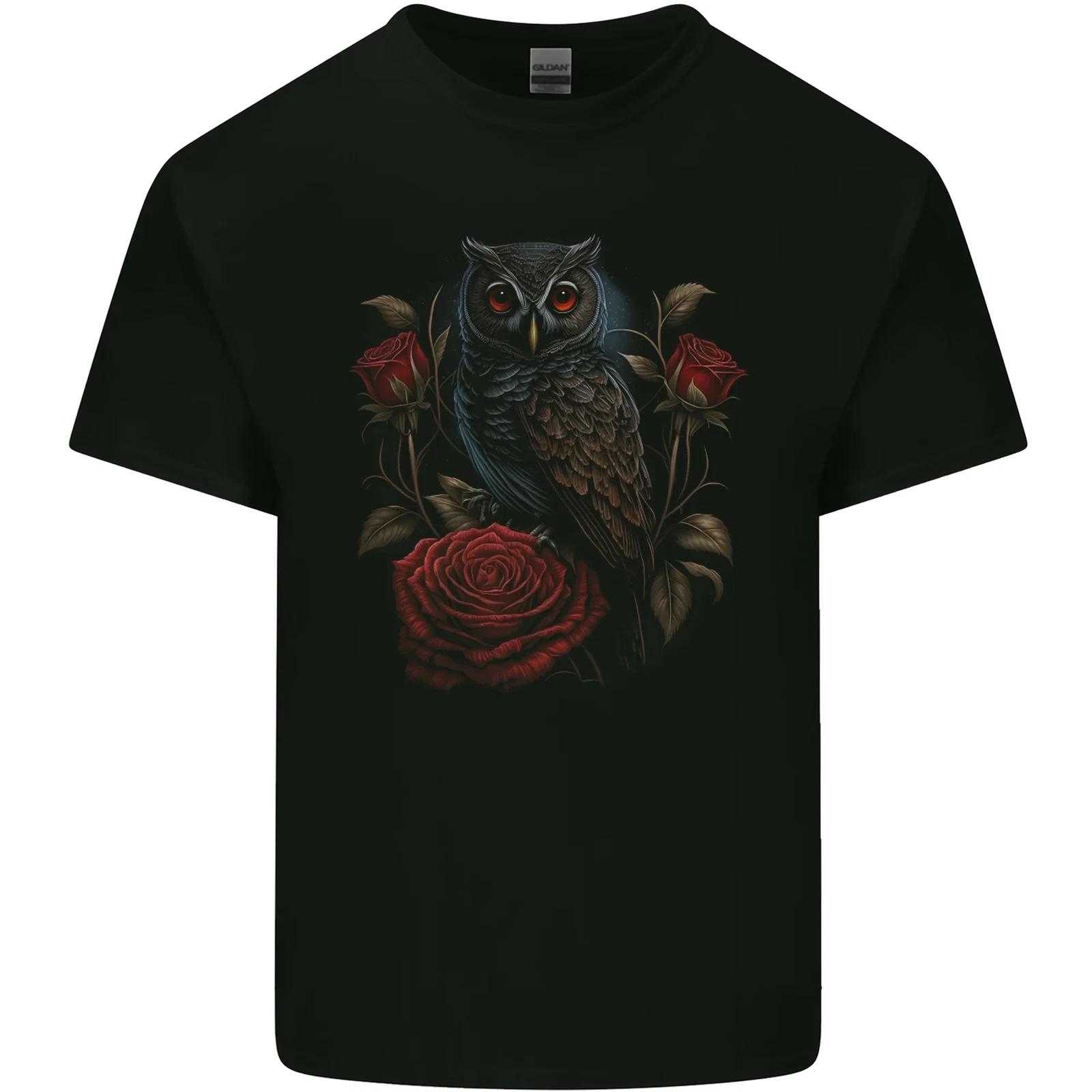An Owl with Roses Birds Flowers Kids T-Shirt Childrens M