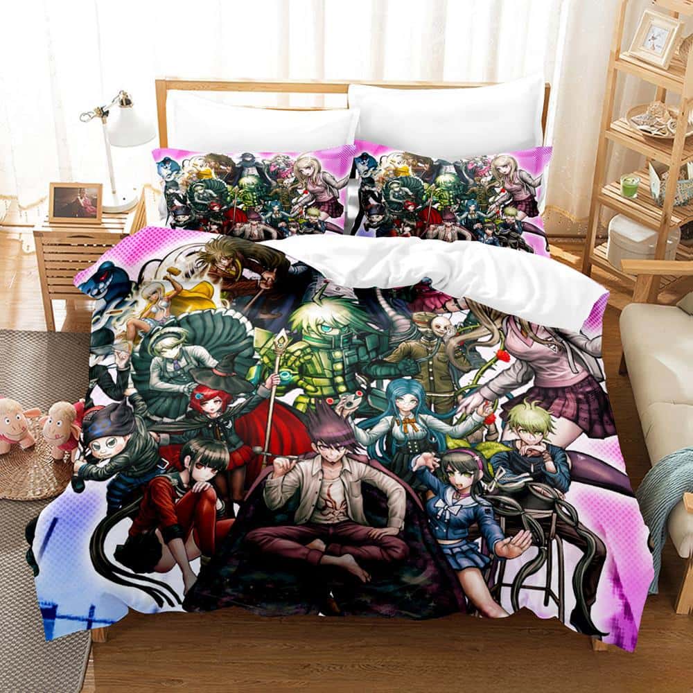 New Danganronpa V3 Bedding Set Cartoon Anime three-piece set Adult Kid Bedroom Duvet cover Sets Y2k Girls comforter bedding sets