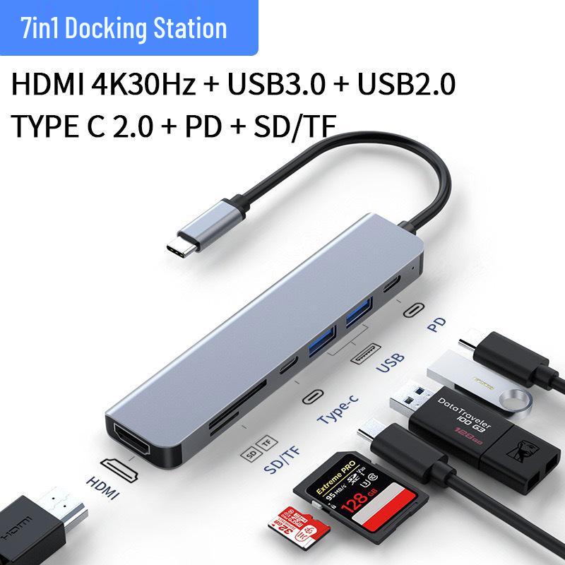 Cross-Border 5-in-1 Type-C to HDMI 4K Docking Station with USB 3.0 Extender Hub