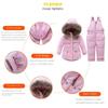 Children's Down Jacket Set with Raccoon Fur Collar, Two-piece Winter Clothing Set for Babies Aged 1-4 Years Old