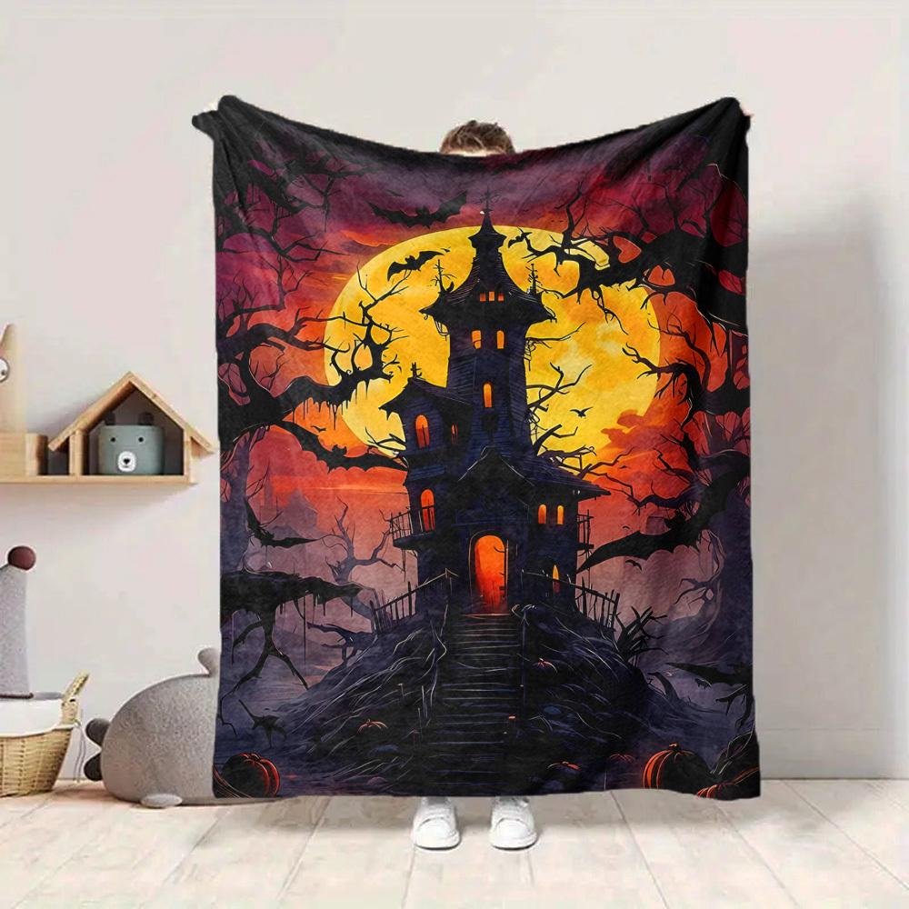 1PC Haunted House, Halloween Decor Print Blanket, Soft Throw Blanket - Warm & Cozy for Couch, Bed, Office, and Travel yy250912215