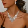 Clavicle Chain Inlay Rhinestone Jewelry Set Water Drop Pendant Women Jewelry Set  Gifts