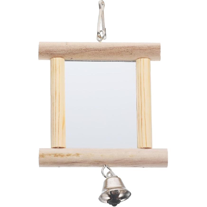 FRCOLOR Parrot Mirror Toy Parakeet Woody Toy Chicken Toys for Chicks Bird Cage Mirror Parrot Chewing Bird Mirror with Rope Bird Accessory Hanging