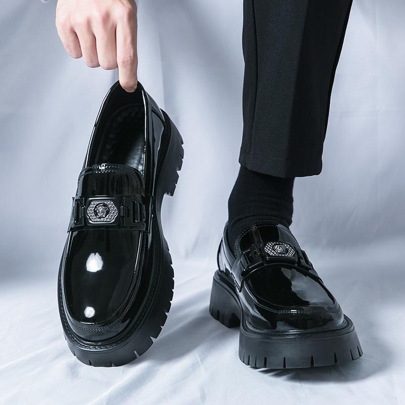 Men Formal Shoes PU Thick Soled Wear-resistant Big Toe Shoes European and American One Foot Casual Business Loafers Size 38-46