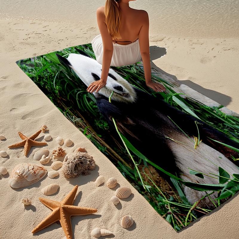 Panda In Floral Paradise Beach Towel, Super Soft Microfiber, Gift for Her/Him, Birthday, for Pool, Beach, Travel, Home Decor Fan gifts