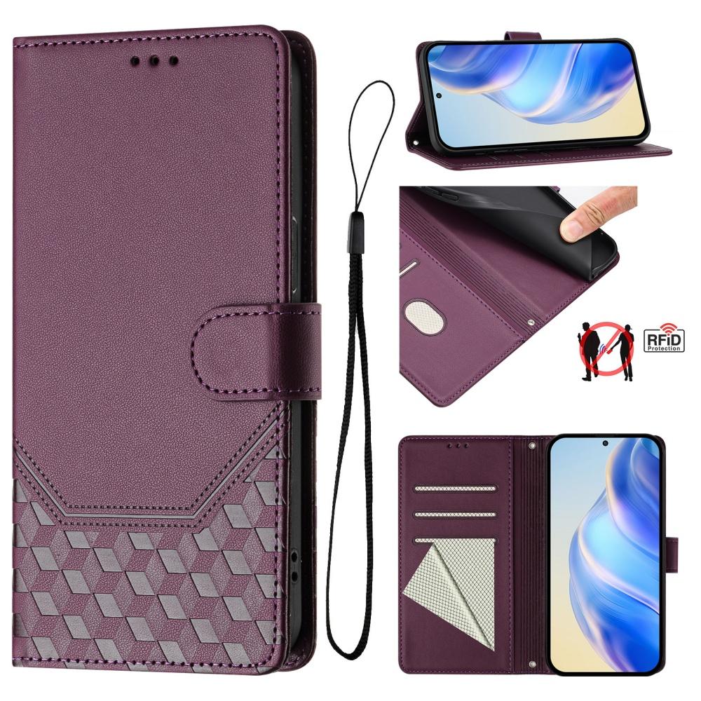 Honeycomb Leather Magnetic Wallet Flip Case for Huawei P60 Art P50 P40 P30 Pro P20 Mate 60 70 Lite - Shockproof Protective Cover