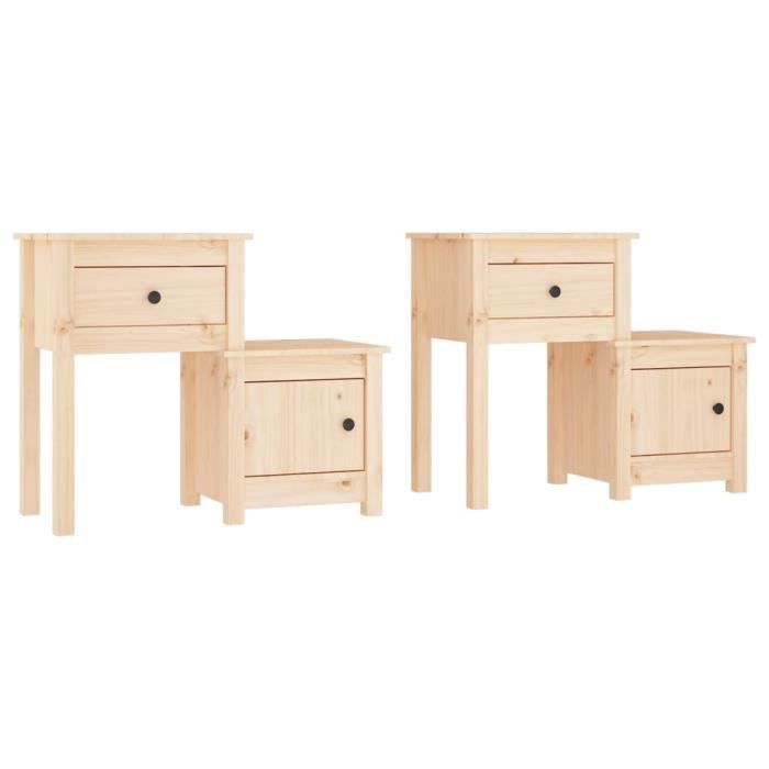 VidaXL Tables de chevet 2 pcs 79,5x38x65,5 cm Bois de pin massif 814540