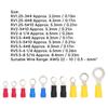 102PCS RV1.25/2/3.5/5.5 Insulated Ring Terminal O Ring Crimp Terminals Flame Retardant Wire Crimp Connector Terminal Insulated
