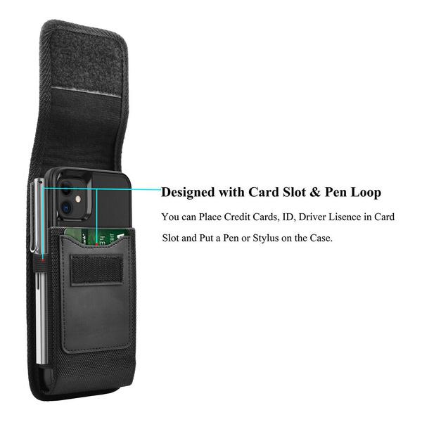 Evrensel Dikey Naylon Kılıf Taşıma Cep Telefonu Kılıfı Kemer Klipsi Tutucu Kılıf Kılıfı Kart Yuvası ile