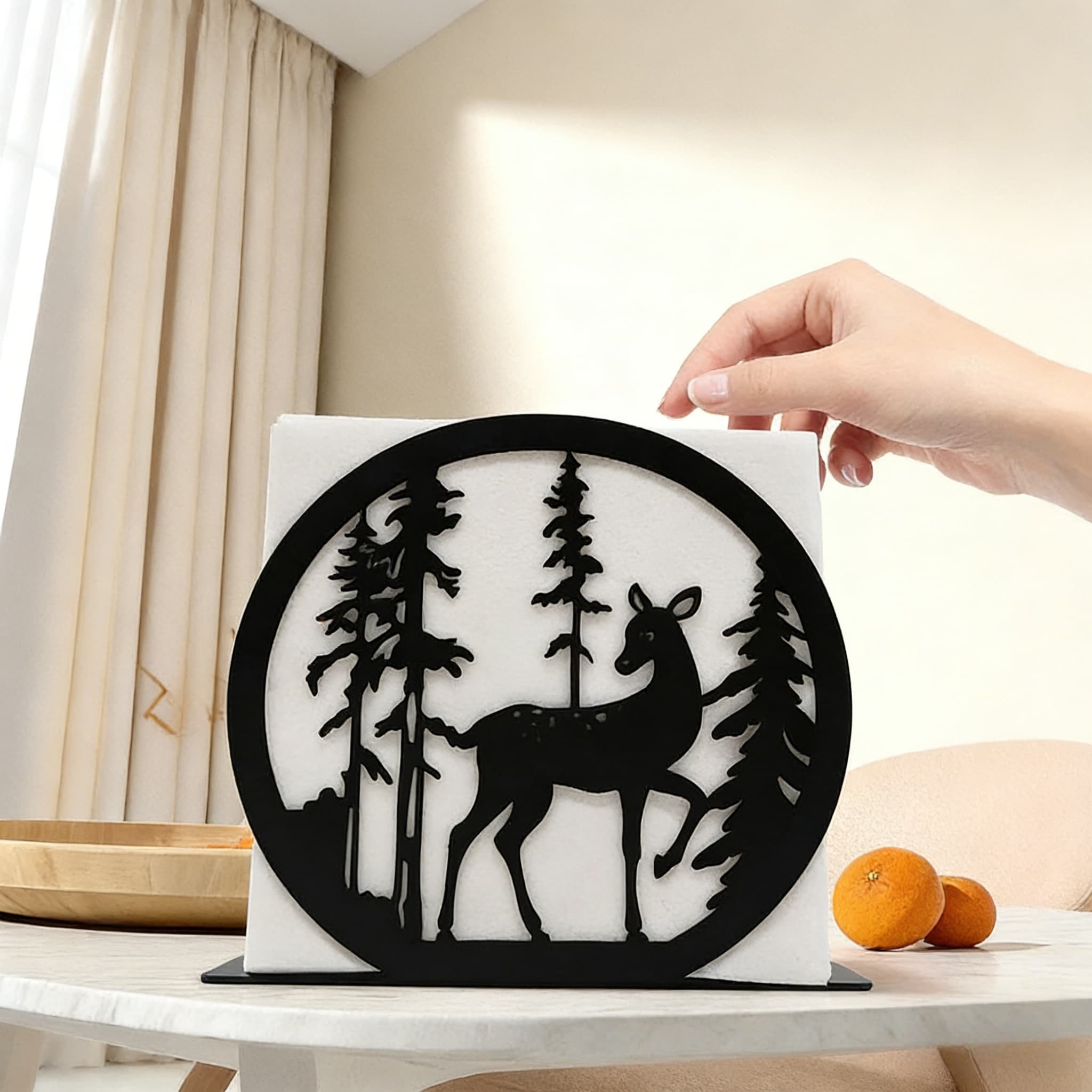 Living Room Bedroom Vertical Iron Art Deer Tissue Box Creative Simple Black Home Decor Tissue Storage Napkin Box