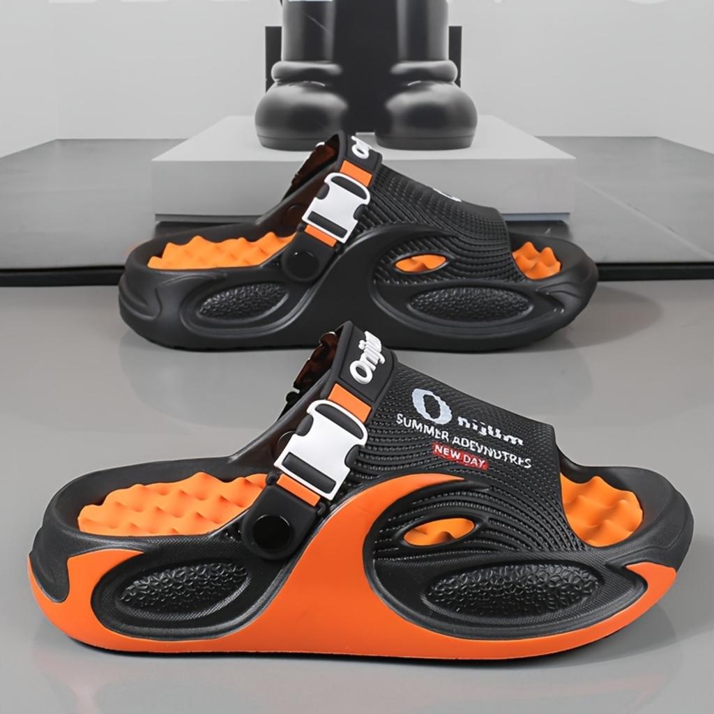 Summer Casual Men's and Women's Same Style Slippers, Thick Soled Massage, Lightweight and Breathable with One Foot, Outdoor Activity Slippers