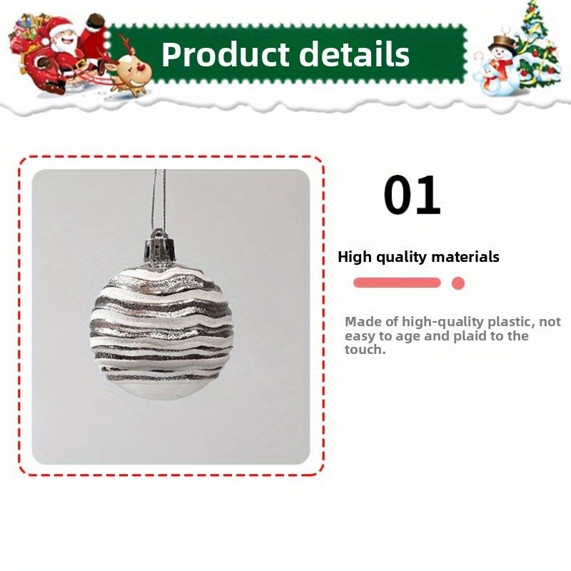 6pcs Unique Christmas Ball Ornaments Assorted Colors Patterns, Durable Plastic Hanging Decorations for Christmas Trees,Christmas Decorations