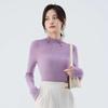 Women's 100% Pure Wool Semi-High Neck Slim-Fit Long Sleeve Sweater