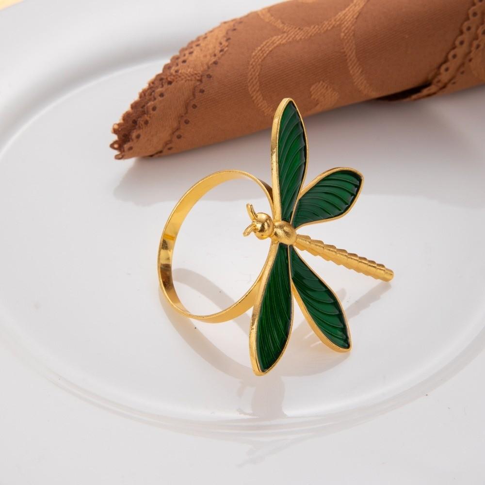 6PCS Modern Dragonfly Napkin Ring Metal Insect Napkin Holder Creative Napkin Buckle  Cafe Decor