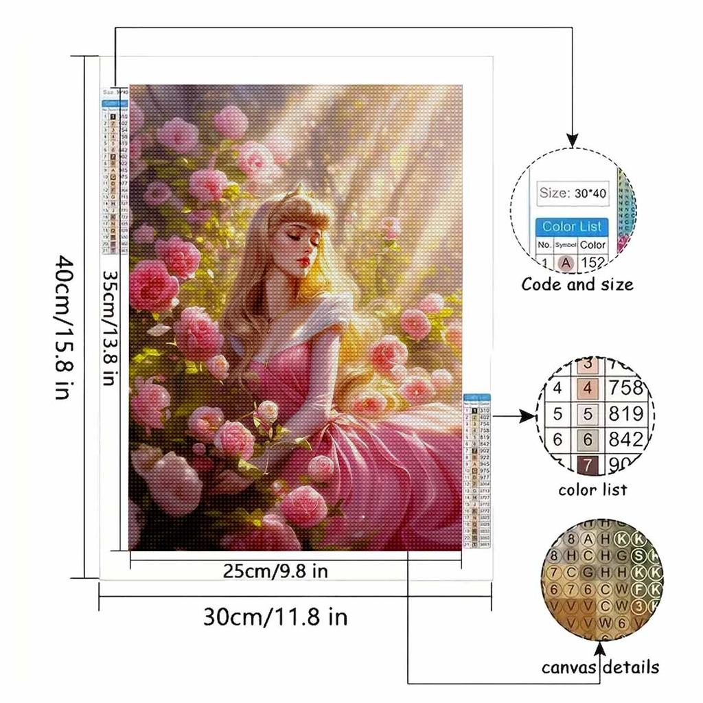 Full Round Diamond Painting The Princess In The Flower Bed Art Rhinestone Picture Mosaic DIY 5D Cross Stitch Embroidery Home Decoration