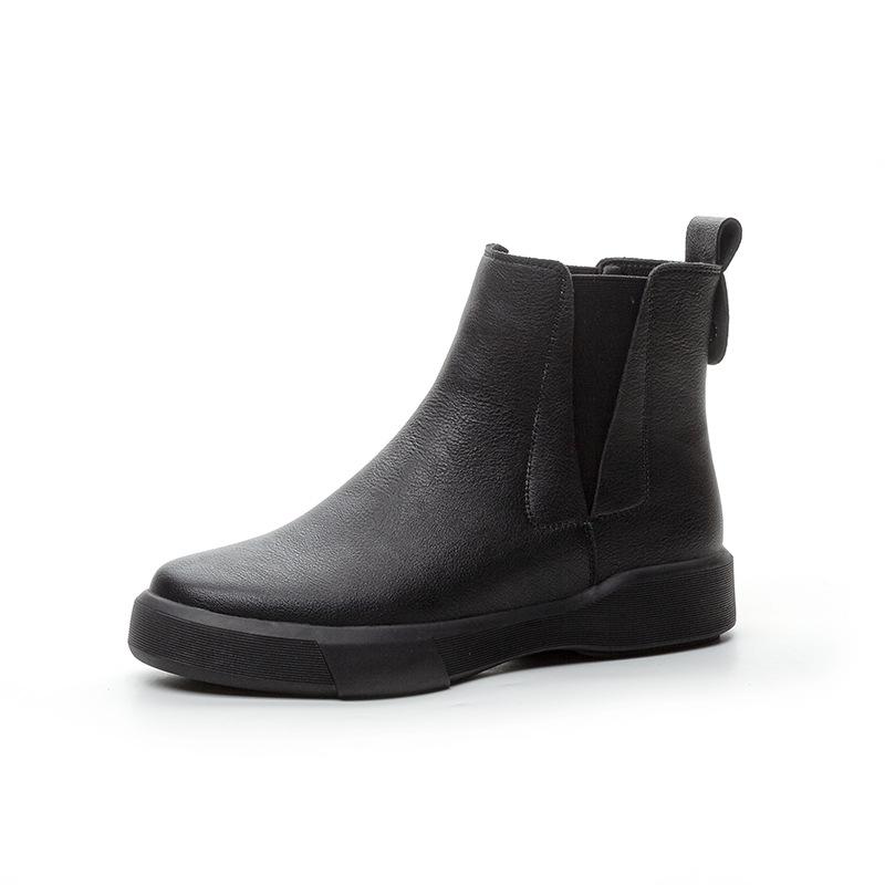 Martin Boots Women's New British Style Spring and Autumn Single Boots Chelsea Boots Flat Leather Short Boots Slim Boots