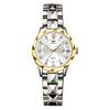 Women's Luminous Diamond Pattern Waterproof Quartz Watch with Double Calendar and Solid Band.