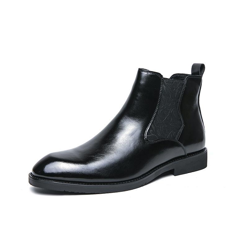 Men s Retro Pointed Toe Chelsea Ankle Boots - Autumn/Winter Style, Slip-On Business Casual. 40 чёрный