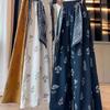 Women's Ethnic Style High-Waist Ice Silk Wide-Leg Cropped Trousers - Summer Slimming Print
