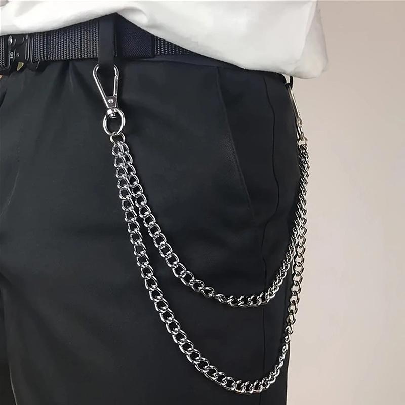Long Metal Belt Chain Rock Punk Hook Trousers Pant Waist Link Metal Wallet Chain Keychain Ring Clip