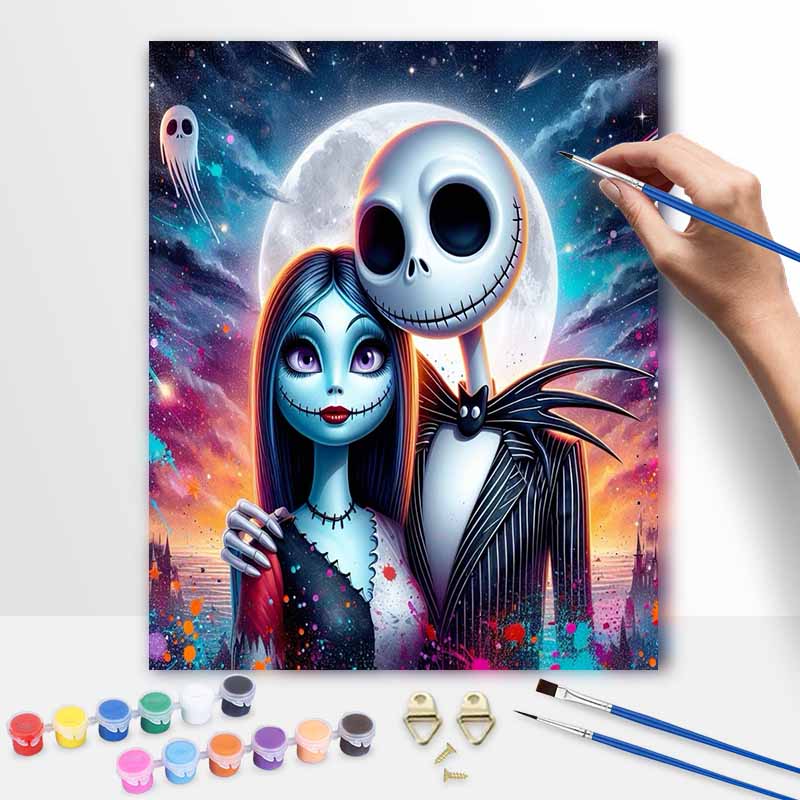 Disney Nightmare Before Christmas Oil Painting Kit Home Bedroom Wall Decor Handmade Gift Art Crafts Lovers Couple Romantic Galaxy Design