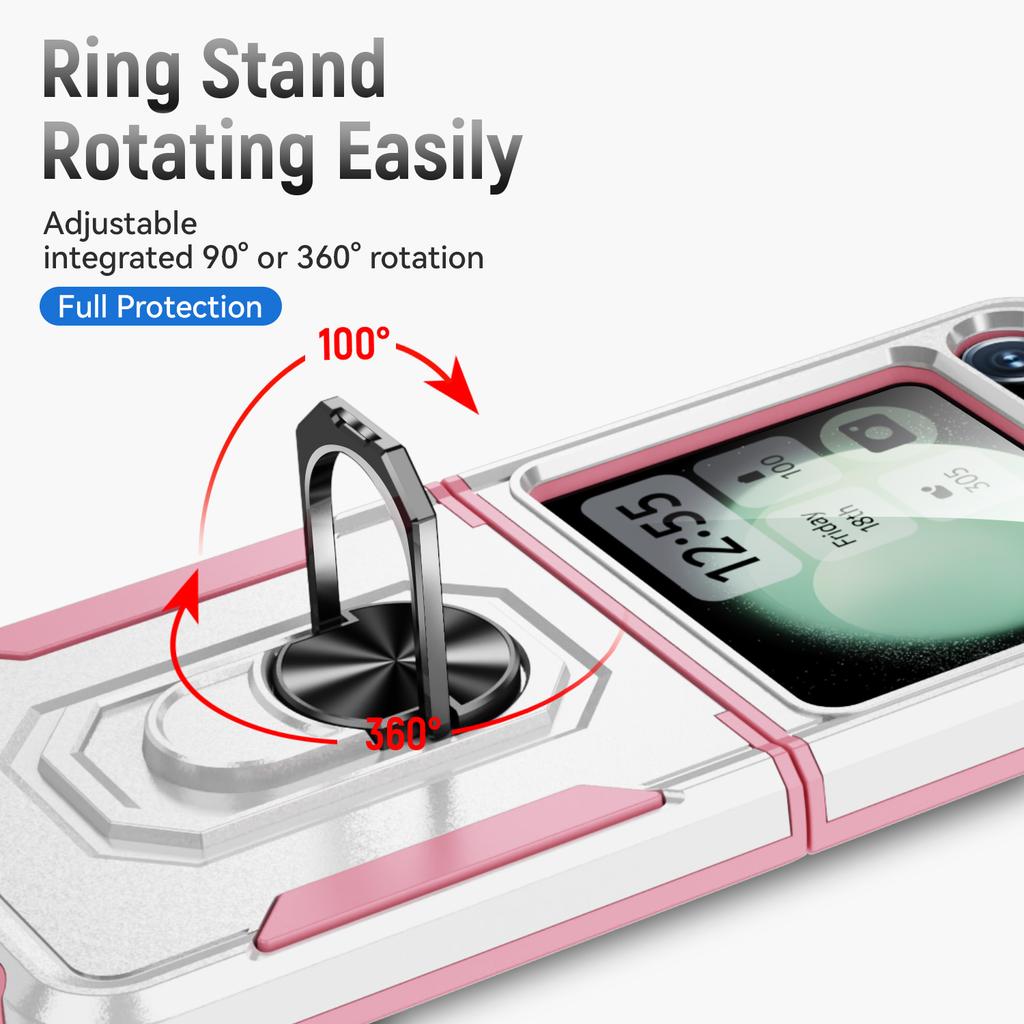 For Samsung Galaxy Z Flip6 5G Case Military Grade Ring Kickstand PC+TPU Phone Cover