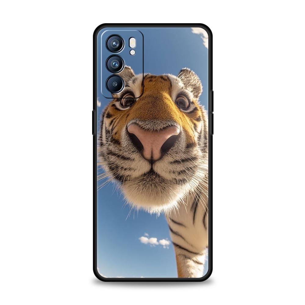Phone Case Cover For Oppo A17 A31 A54 A57 A78 A79 Find X5 X6 Reno 7 8 10 11 12 13 F Pro 5G Soft TPU Shell Cartoon Tiger Pattern