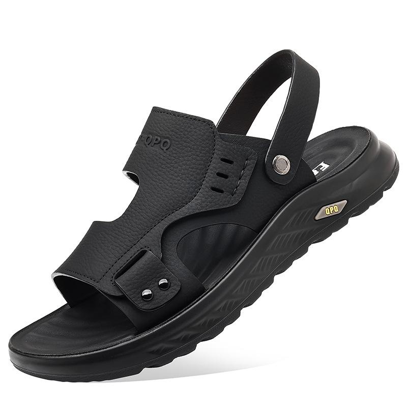 Summer new beach shoes men's sandals leather breathable open-toed sandals dual-purpose men's shoes casual cowhide sandals