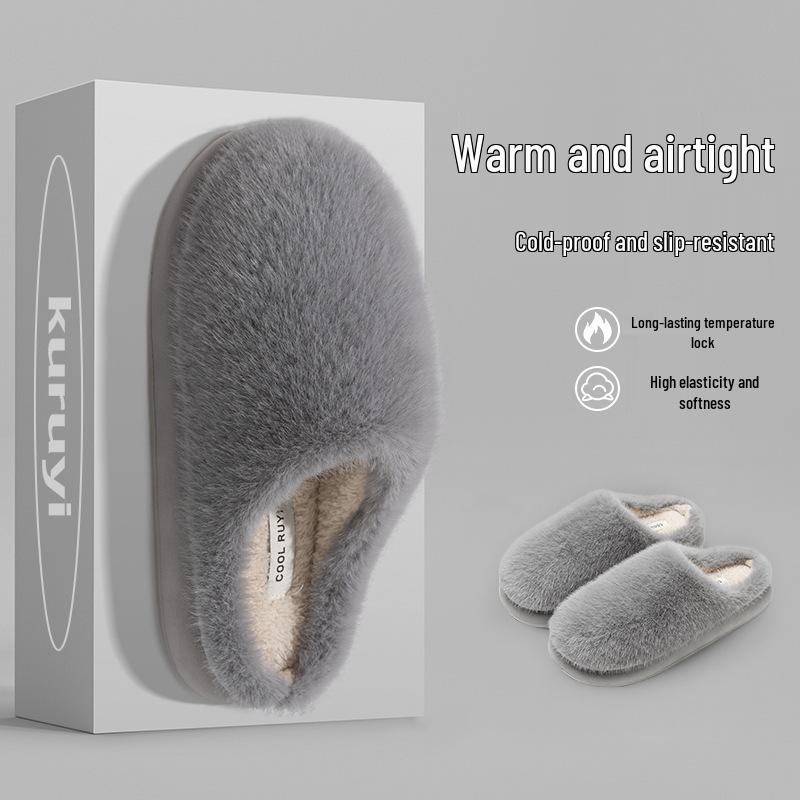 Women's Furry Cotton Slippers: Cozy, Velvet-Lined for Fall & Winter, Indoor/Outdoor, Also Available for Men