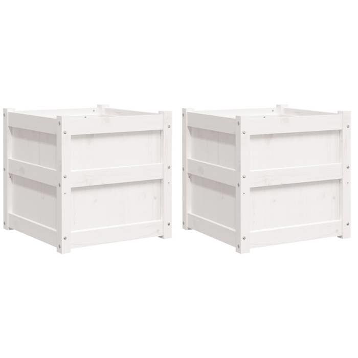 VidaXL Jardinières 2 pcs blanc bois de pin massif 837417