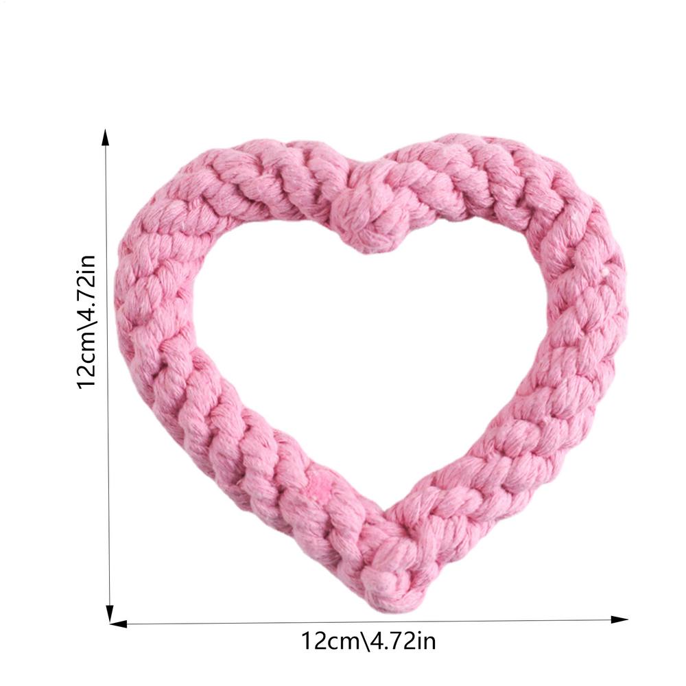 

Small Cotton Rope Dog Chew Toy Creative Heart Shaped Pet Chew Toy Bite-resistant Fun Cat Training Teething Toy Pet Supplies светло-розовый