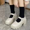 Shoes for Women  Spring and Autumn Women's Pumps Mary Jane Round Toe Shallow Mouth Mid Heel One Word Buckle Shoes Women