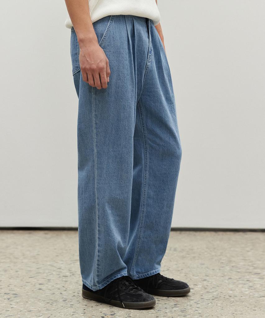 DECET [Summer Fabric] 2Pleats Wide Jeans Dcpt005Blue