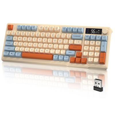 ATTACK SHARK X FREE WOLF M96 Gaming Membrane Wireless Wireless PBT Patchwork RGB Volume Knob and Electronic 3000mAh Compatible with Office Keyboard