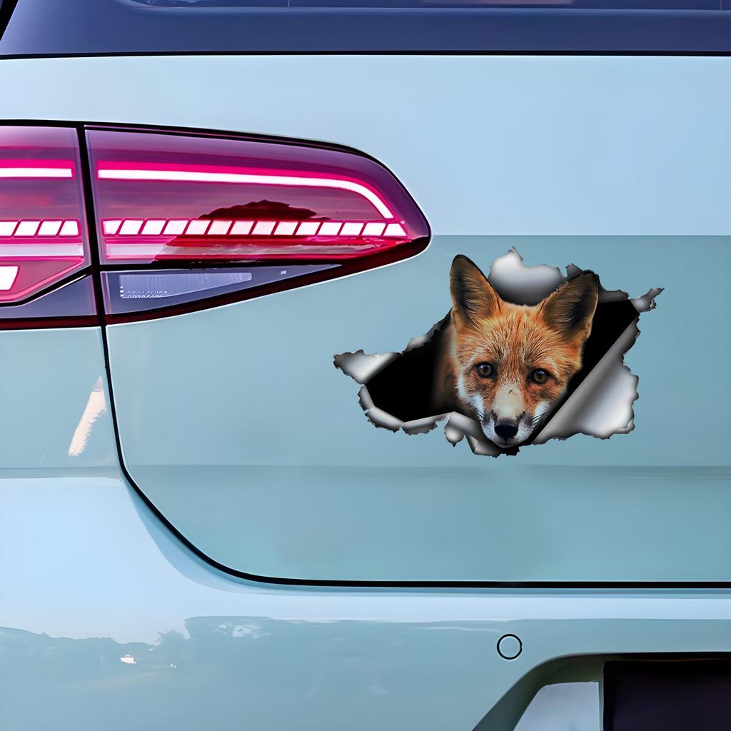 Cute Fox 3D Vinyl Car Sticker, Fun Insurance Bumper Sticker for Cars, Trucks, Motorcycles, Walls, Windows, PVC Material