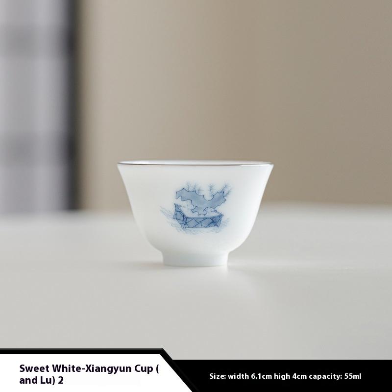 

Sweet White Xiangyun Cup Kung Fu Teacup Tea Tasting Cup Ceramic Single Cup Tea Bowl Small Teacup 200ml