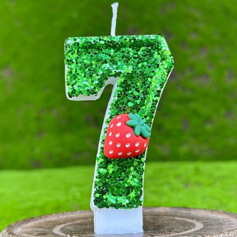 Strawberries Number Boy Birthday Candle Mini Party Supplies Girl Candle 3 Years Wedding Decorations Items Candles For Cake