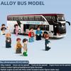 Model Autobuz din Aliaj cu Lumini și Sunete, Uși/Portbagaj/Capotă Motor Deschise, Sunete Realiste de Motor cu 3 Comutatoare, 8 Figurine de Acțiune